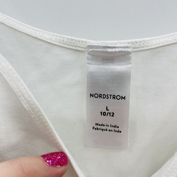 Nordstrom Youth Girls Size Large 10/12 Long Camisole Tank Top in White 2367 - Picture 7 of 8